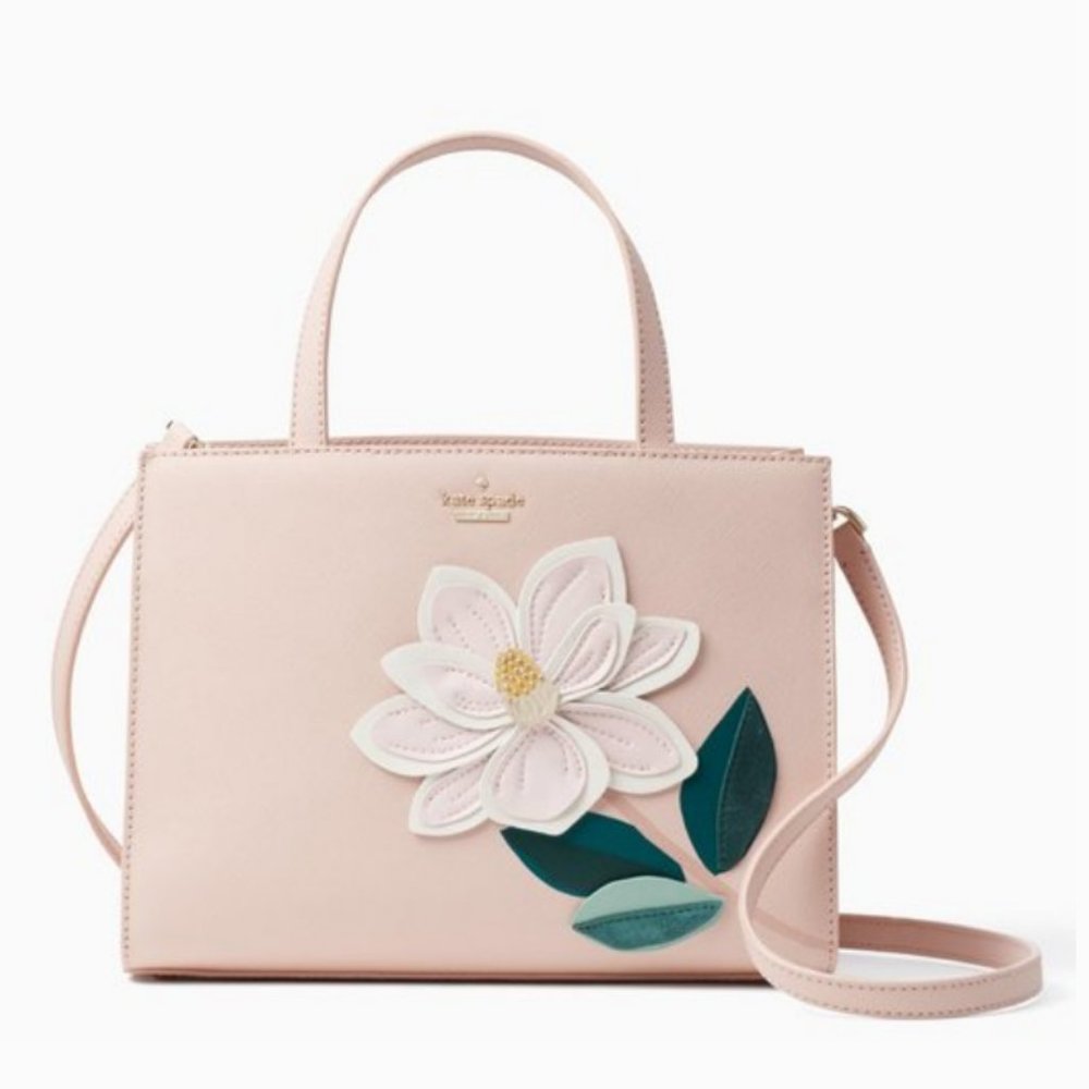 kate spade pink swamped magnolia sam satchel purse crossbody bag nwot